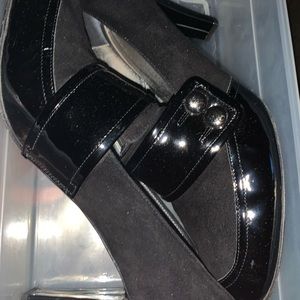 Coach suede & patent leather heels